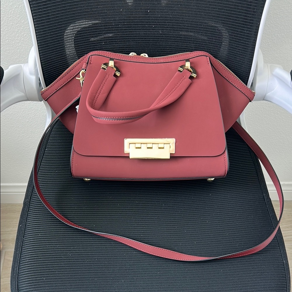 Zac Posen Elegant Red Leather Crossbody Handbag